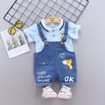 Salopette 2 Pièces Girafe Pull Bleu