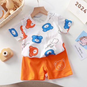 Enssemble coton t-chirt blanc motif ours