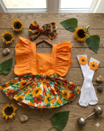 Robe bébé à fleurs orange 3 pièces
