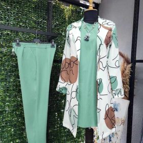 Enssemble 3 pieces vert et blanc