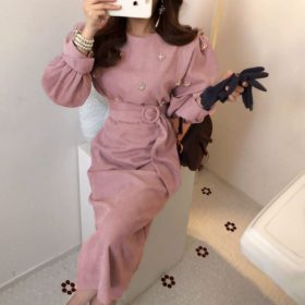 Robe bois de rose avec ceinture