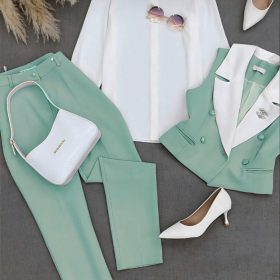 Costume chanel vert 3pieces