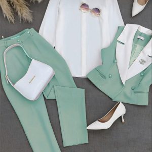 Costume chanel vert 3pieces