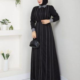 robe hedjab arrieur noir et blanc