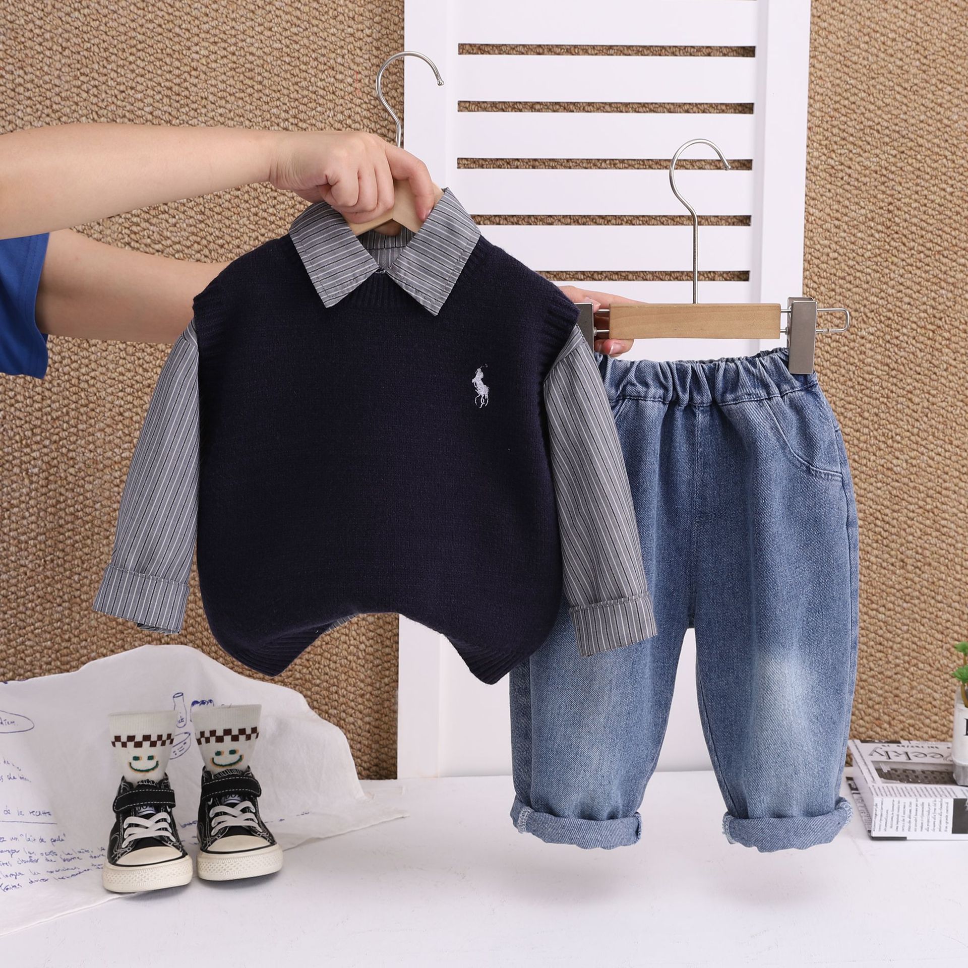 O1CN013ZzSzx231p9Q4TC8Y_!!2123217196-0-cib Ensemble Polo Bleu 3piéces – Image 1