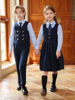 Robe Plissée Style Collège Bleu (Chemise longue +Nœud Papillon inclus) – Image 2