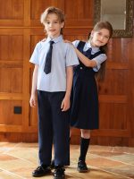 Robe Pinafore Marine (Chemise demi manche +Nœud Papillon inclus) – Image 2