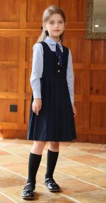 Robe Plissée Style Collège Bleu (Chemise longue +Nœud Papillon inclus)